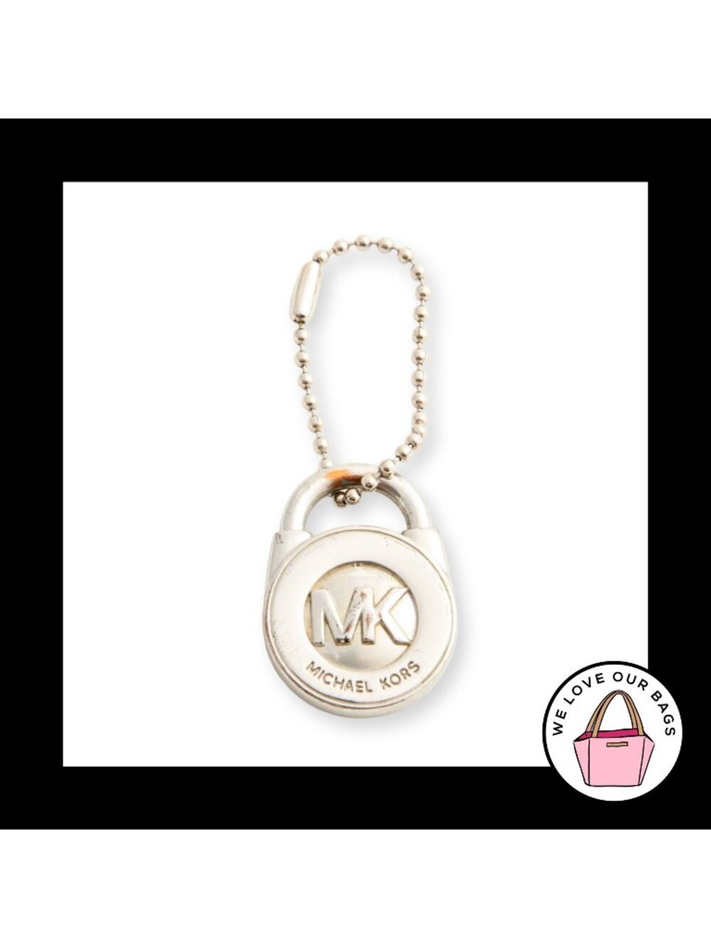 MICHAEL KORS PADLOCK Lock Silver Nickel Metal Bag Charm Hang Tag Keychain Fob